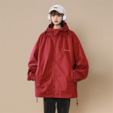 冲锋衣连帽夹克男宽松落肩纯色上衣外套DSA157B-JK727-P58，男装夹克，电商A157B
