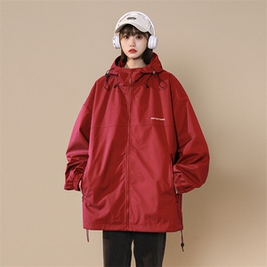 冲锋衣连帽夹克男宽松落肩纯色上衣外套DSA157B-JK727-P58图片