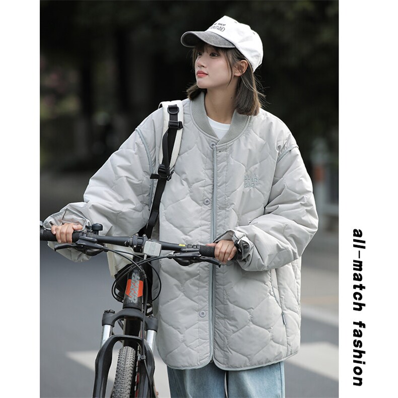 冬新港风重工刺绣棒球服中性风棉服oversize棉衣保暖外套M52-P145,男装棉衣,电商A001