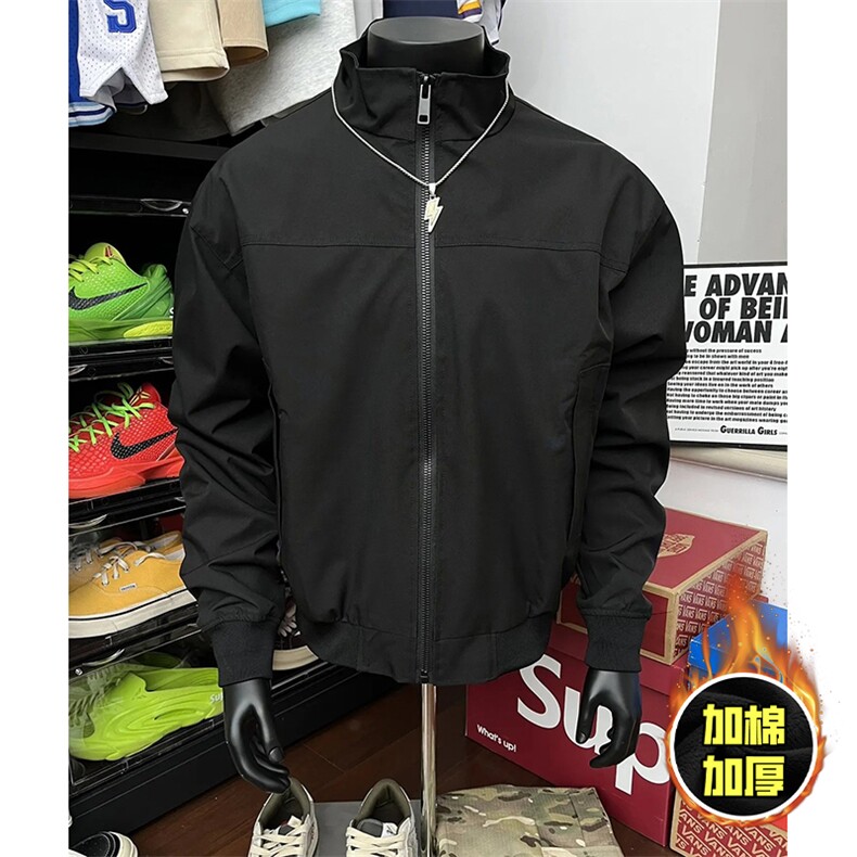 现货秋冬季美拉德立领飞行立领夹克boxy廓形棉衣高街加厚加棉外套，男装夹克，电商A486