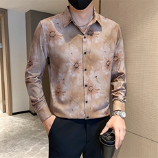 秋冬新款男士社会小伙店主风长袖印花衬衫301A-1/CS600/P58，男装衬衫，星座301A-1