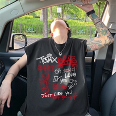 可48小时发货支持抖音得物来样二开240克重磅美式纯棉背心无袖t恤，男装T恤，电商A486-1