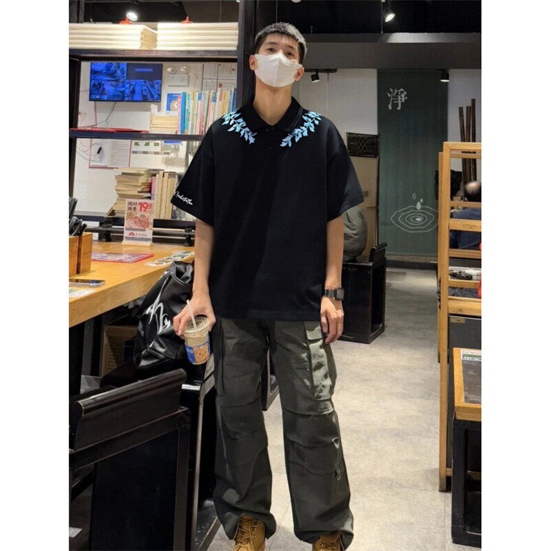 M649-P38高版本POLO全刺绣内里铺布休闲宽松情侣款短袖T恤,男装T恤,星座617A-1（原B318A）
