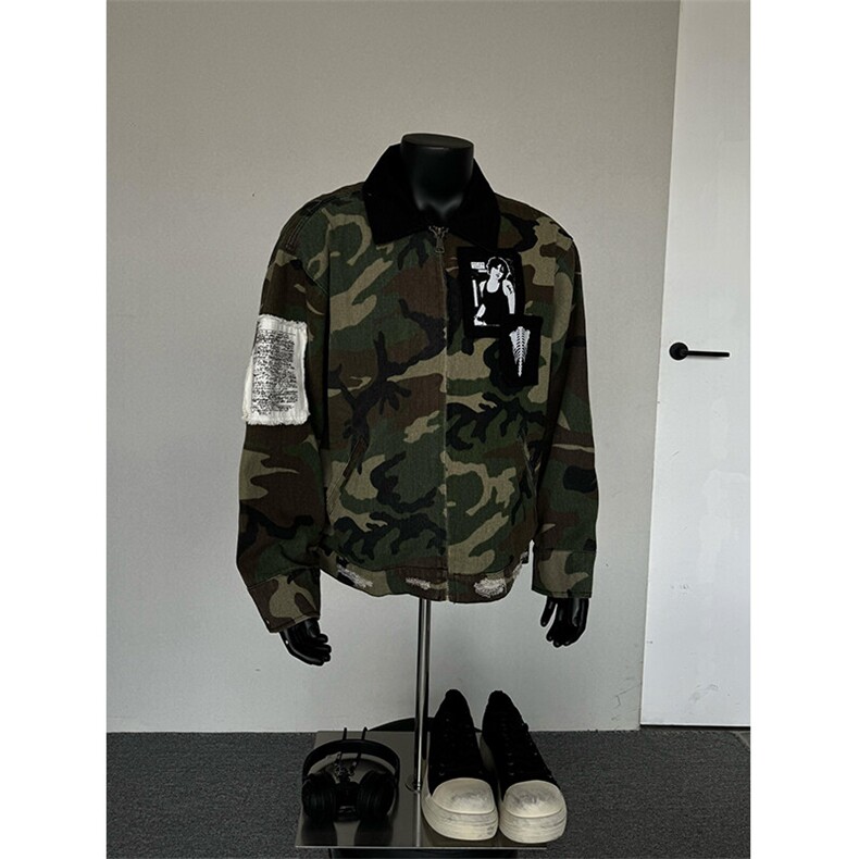 美式复古贴布cleanfit迷彩夹克外套牛仔外套JK2171特P77,男装工装外套,星座908-1