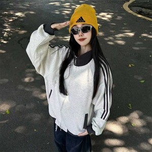 抖音得物高品质26春装美式高街重磅结构拼接织带立领卫衣外套CM42图片