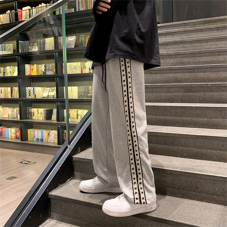 ins设计休闲裤男宽松直筒撞色运动裤UK92P33,男装休闲裤,星座1116-2