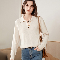 秋冬季羊绒POLO领通勤休闲羊绒衫，女装羊绒衫，恒爱羊绒