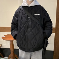 冬季日系纯色基础立领加厚棉服插肩袖男宽松保暖棉衣外套潮，男装棉衣，星座716-2