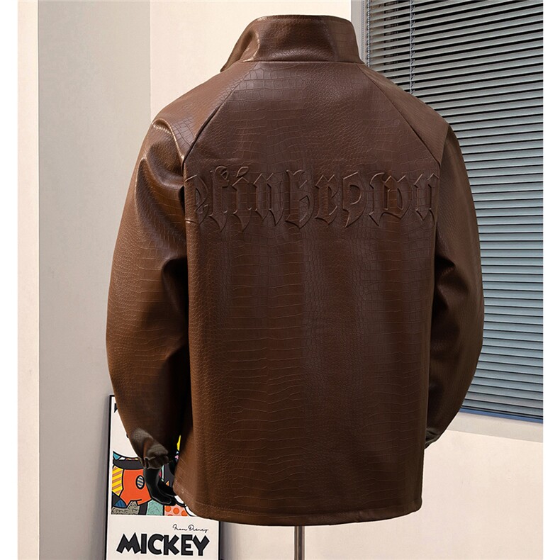 1港风模特钢印夹克大码M-5XL鳄鱼纹情侣皮衣男外套JK8749P90控128，男装皮衣，星座226-2