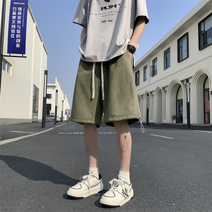 港风麂皮绒休闲裤美式高街五分裤宽松大码直通短裤DK011 P32图片