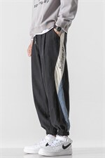 港风2023秋冬新款撞色拼接宽松束脚运动休闲潮牌裤子2107-P45控69，男装休闲裤，星座914-3