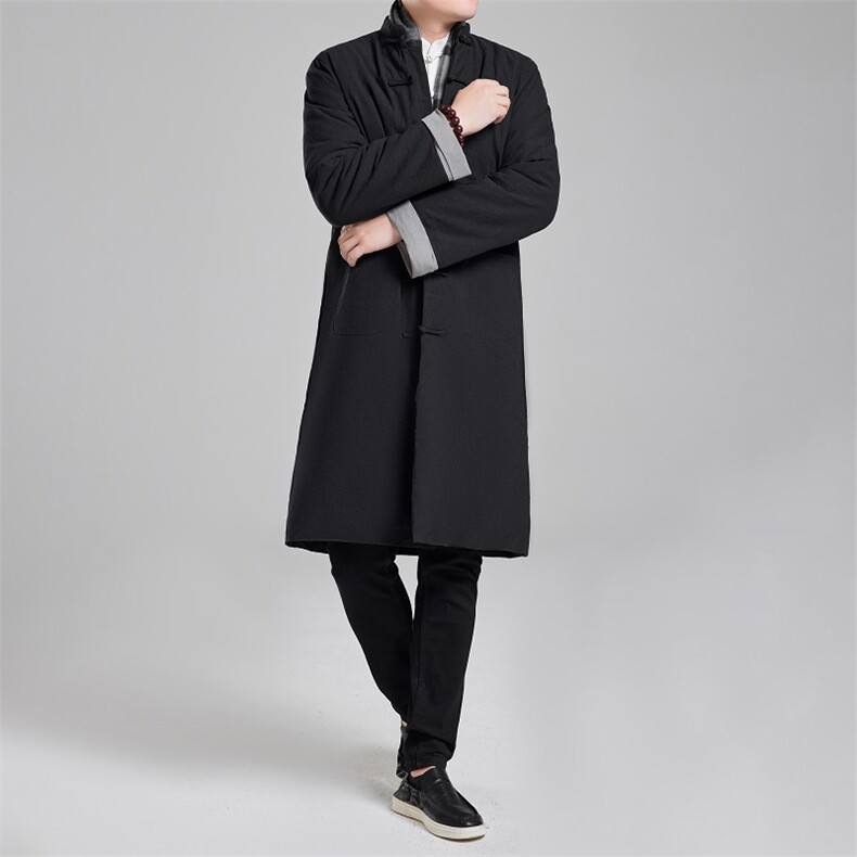 2025冬季唐装风棉衣加厚中长款男中式保暖立领棉服8690-P180图片
