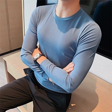 长袖t恤男衣服男士白色打底衫2025新款纯色薄款体恤上衣，男装T恤，星座506A