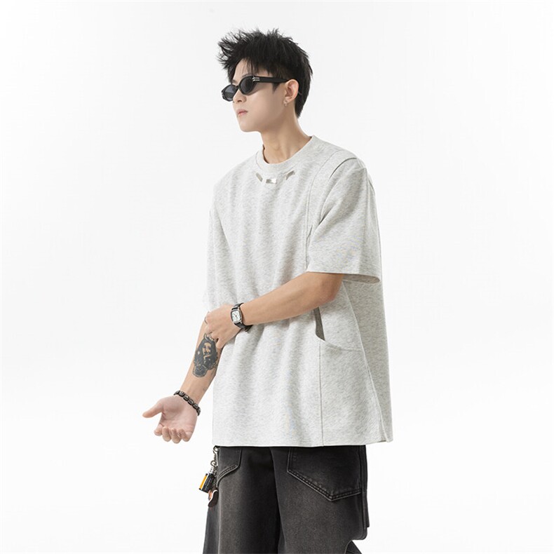 美式复古解构短袖T恤男潮牌夏季新款透气五分半袖P45控68，男装T恤，星座516