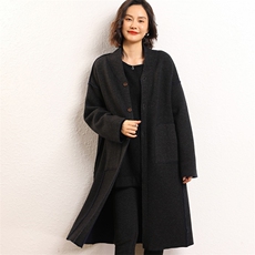 翻领单排扣精致百搭纯色时尚开衫羊绒大衣，女装羊绒大衣，五色羊羊绒