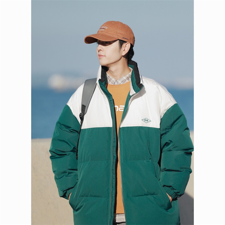 冬季新款宽松面包服美式复古立领棉服男撞色棉衣外套MY9060-P100,男装棉衣,电商A128