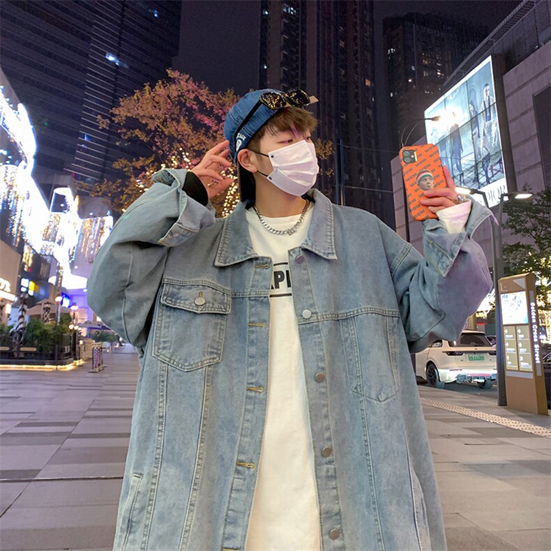 牛仔外套男韩版潮流高街帅气2023春秋新款ins宽松夹克W4707-P57，男装大码男装，星座412-2