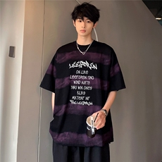美式复古条纹设计感小众慵懒高街宽松短袖慵懒T恤T258-P28，男装T恤，电商C307
