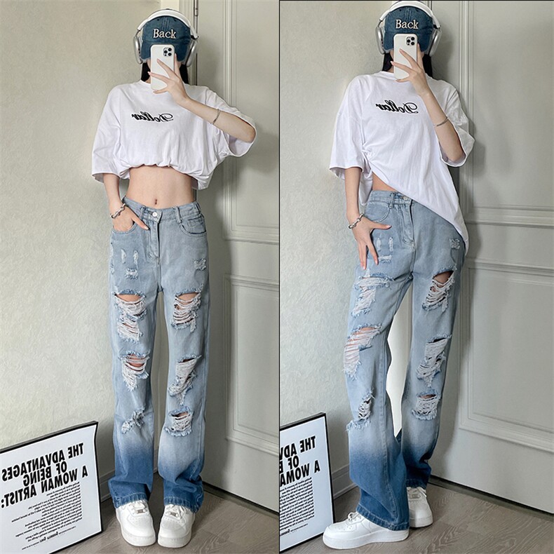 美式ins高街小众hiphop夏季破洞牛仔裤货号K729P60,男装牛仔裤,电商A063