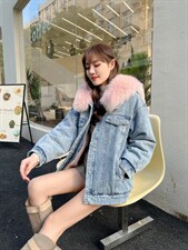 海军毛领牛仔外套，其它，米可儿