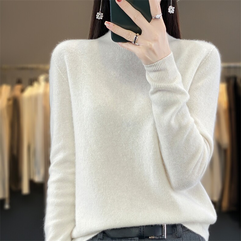 2025百搭时尚简约半高领针织衫百搭，女装针织衫/毛衣，羿纯羊绒高端店