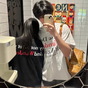 美式重磅黑色短袖T恤男夏季2025新款宽松潮牌高级感情侣上衣ins图片