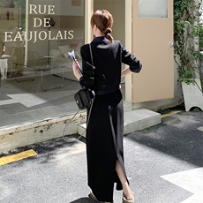 有货新品牛仔拼接领带小西装半裙套装F666-P175-K268，女装套装/套裙，2C255