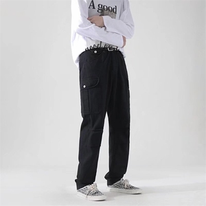 工装裤男韩版潮流机能宽松直筒男士休闲裤子K742P38图片