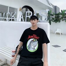 204-T26-P20港风短袖t恤男潮牌纯棉宽松日韩街舞嘻哈ins半袖街头，男装T恤，星座204