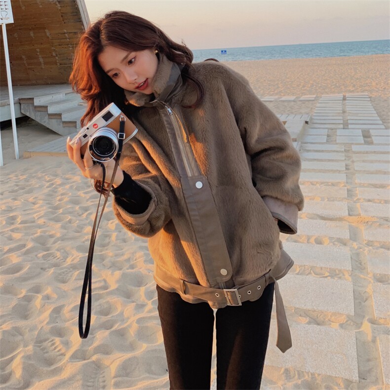 羊羔毛外套女2021冬季新款女装加绒过膝棉衣棉服中长款加厚派克服，女装皮草，潮品会