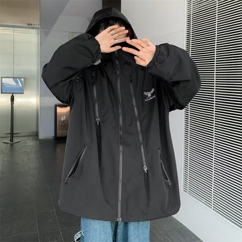 美式机能风冲锋衣外套男秋冬季青年痞帅连帽夹克宽松潮牌GT60-p59,男装夹克,星座1008-1