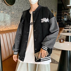 原宿风灯芯绒外套春秋季潮牌ins棒球服男夹克撞色潮流W1674-P48，男装夹克，星座512-2