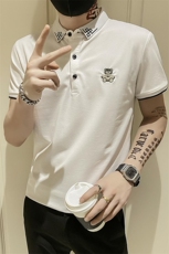 82378-P35短袖男T恤修身翻领半袖polo衫社会青年潮流印花上衣，男装Polo衫，电商D310B