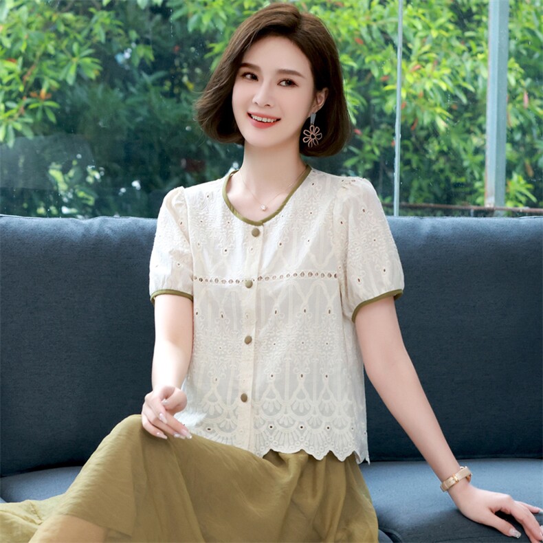 妈妈装夏款裙子2025新款夏装中年女洋气小衫贵夫人连衣裙，女装大码女装，木子恋