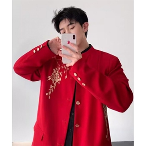 【007】 刺绣立领中山装西服外套男复古痞帅西服 A079-XZ34-P68图片