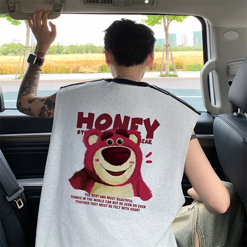 量大优供视频直播高品质重磅260克双纱纯棉印花背心无袖T恤DB91，男装背心/马甲，电商A486