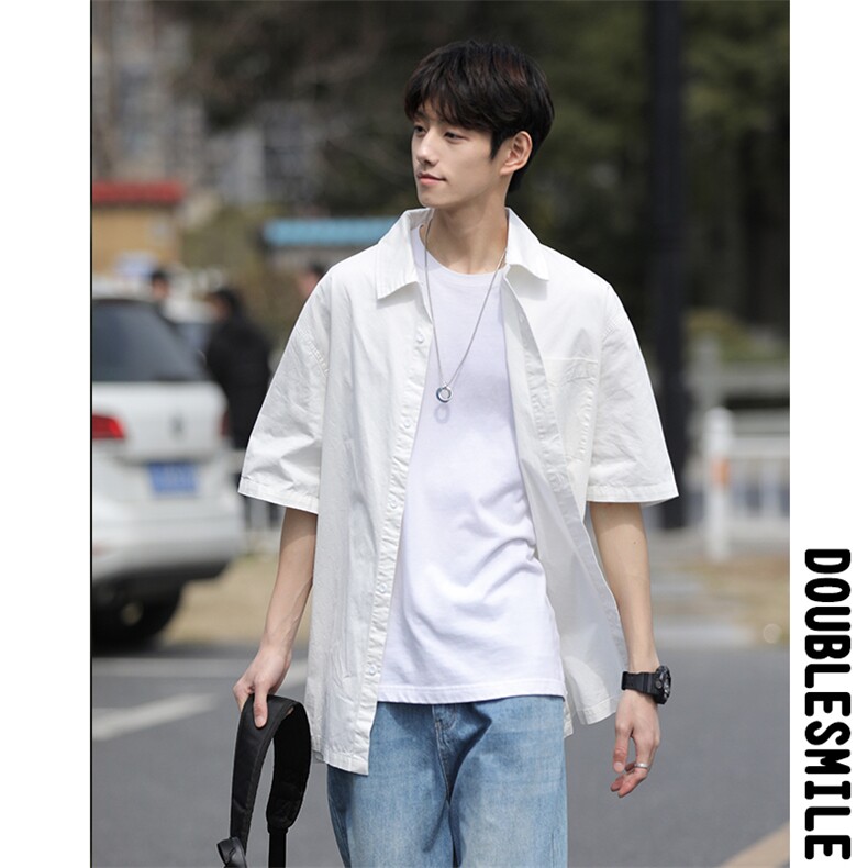 2024男士纯色宽松短袖衬衫A367CS01P38控58，男装T恤，电商A367