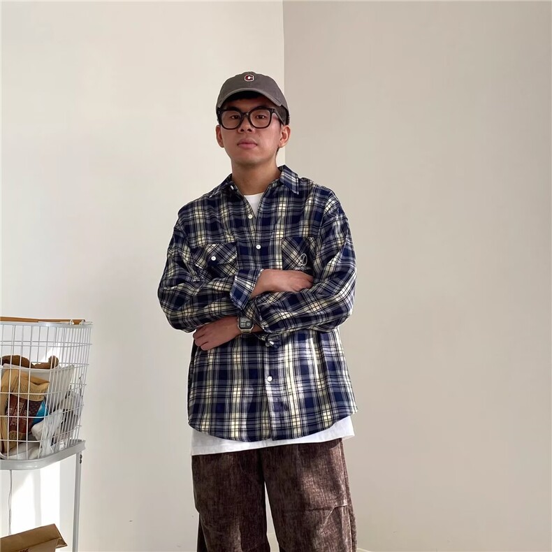 1506/Q30530/P43春秋季衬衫长袖格子衬衫日常衬衣穿搭外套,男装衬衫,星座1506