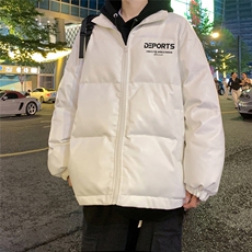 港风夜景冬款休闲字母印花立领PU皮棉服A247-MY84513特批95控158，男装棉衣，电商A247