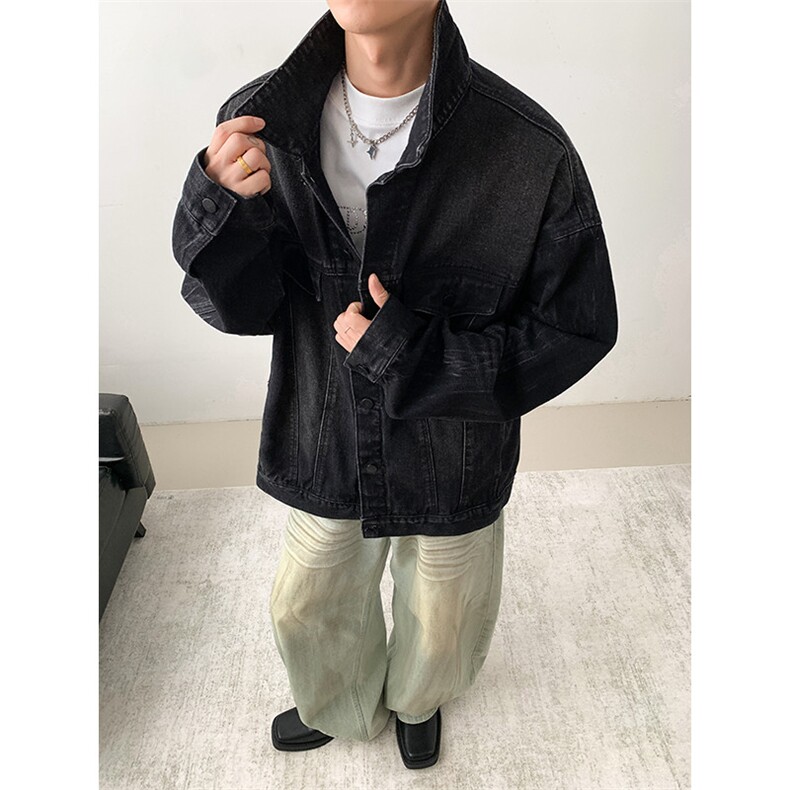 美式复古水洗做旧牛仔夹克潮流宽松休闲外套,男装工装外套,星座410-6（原星座1304-1）