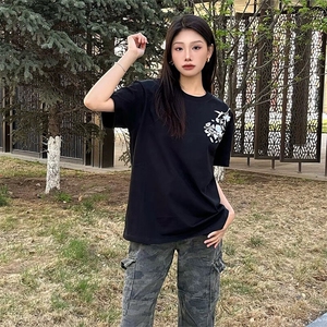 万针全刺绣解构设计260克重磅双纱纯棉高品质美式高街短袖T恤特35图片