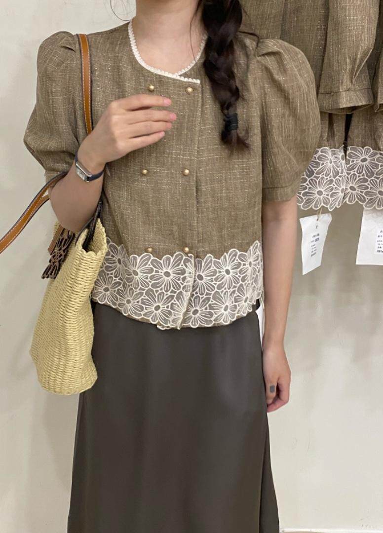 小香花边短袖，其它，唇蔻