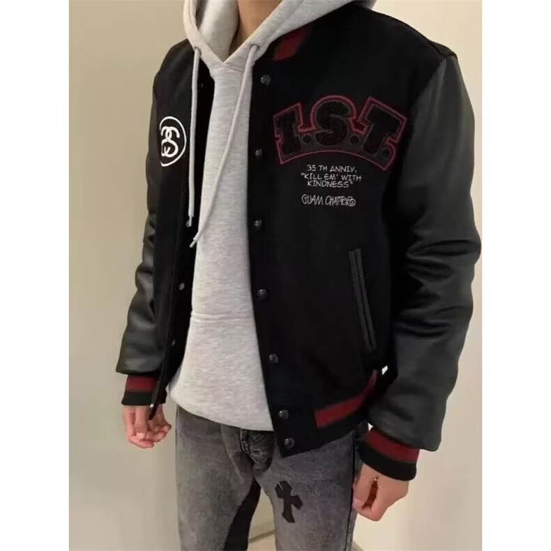 网络图现货美式潮流刺绣棒球服情侣学院风运动上衣J88192-P76,女装职业装,星座715-7