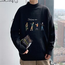 M18043-P45 加绒款-P65半高领毛衣男士大码针织衫男毛线衣男图片