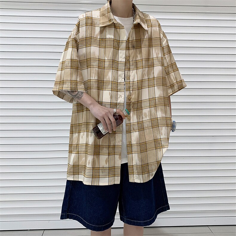 S44-P34夏季宽松印染短袖衬衫图片