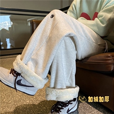 冬季新款加绒保暖潮流骰子刺绣宽松休闲卫裤B315-K873JR-p65控88，男装休闲裤，电商B315