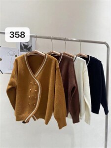 358设计感v领毛衣开衫图片