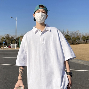 得物抖音高品质二开 珠地网眼透气面料纯色宽松短袖T恤翻领POLO衫图片
