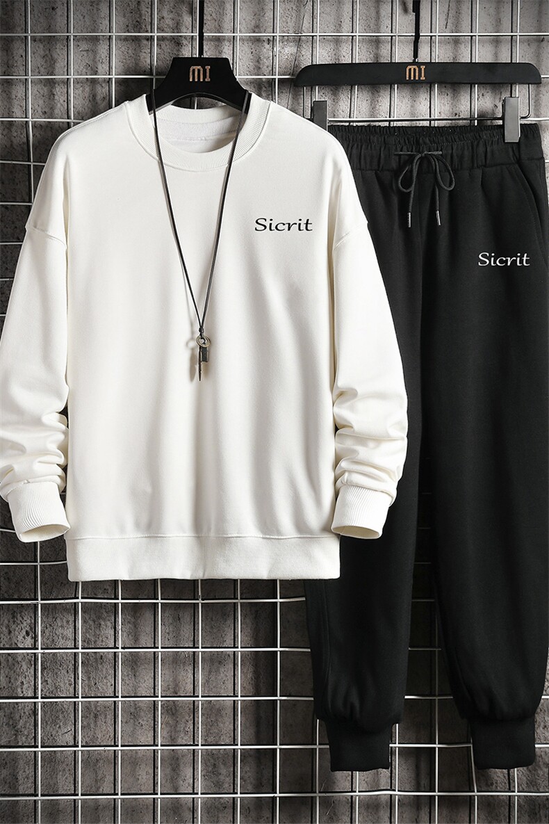 TY7098-P75圆领卫衣套装男运动套装两件套长袖运动服网格挂拍,男装休闲套装,电商A040A