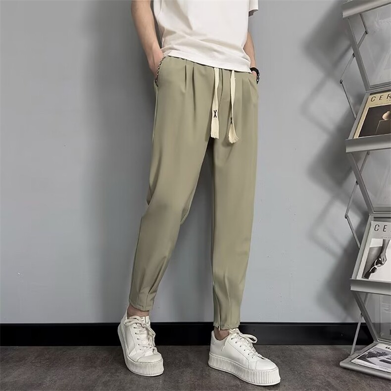 九分裤春夏直筒型休闲裤纯色潮高腰束脚气质男时尚潮牌青春流行,男装休闲裤,四季星座218-1